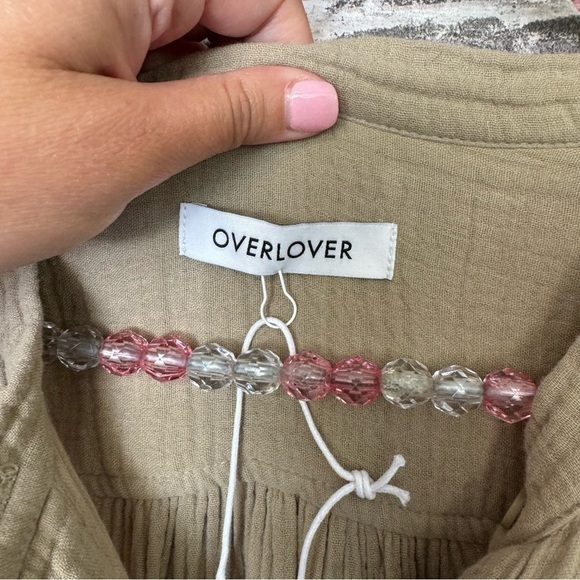 NWT Overlover LA sage green grey gauze cotton oversized utility jumpsuit - Picture 3 of 11